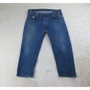 VINTAGE Levi's 505 Pants Mens 42 Blue Denim Jeans Straight Leg HEMMED 80s 42X25*